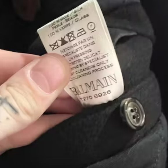 NWOT Men's Balmain Cashmere Quilted Double Breasted Pea Coat Jacket 52 50 48 - Picture 6 of 6